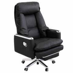 Regal Comfort Executive Recliner Chair in Black Leatherette with Adjustable Backrest & Footrest – Premium Office & Home Lounge Seating - Habitt