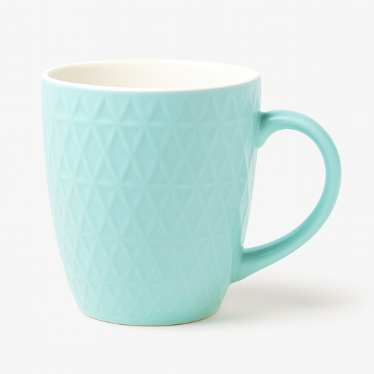 Textured Diamond Ceramic Mug – Light Blue Coffee & Tea Cup