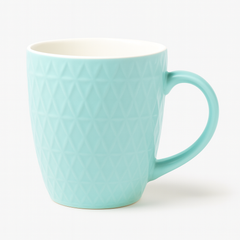Textured Diamond Ceramic Mug – Light Blue Coffee & Tea Cup