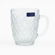 520 ml Crystal-Pattern Juice Mug – Heavy-Duty Glass Mug Set of 6 for Water, Juice, Shakes & Beverages - Habitt