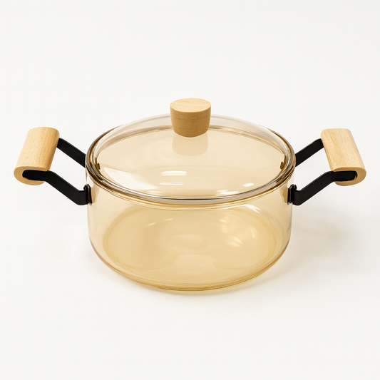 3500ml Borosilicate Glass Pot with Double Iron Handles & Lid
