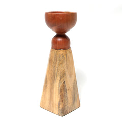 Handcrafted Wooden Geometric Candle Stand – Rustic Boho Decorative Candle Holder (Small/Medium/Large) - Habitt