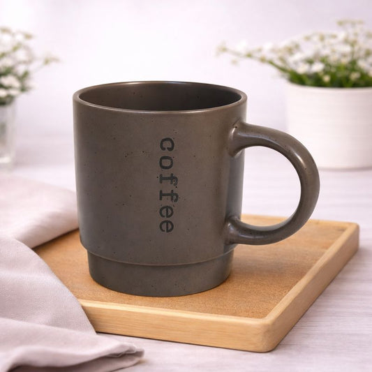 450ML Coffee Print Ceramic Mug – Grey