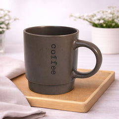 450ML Coffee Print Ceramic Mug – Grey
