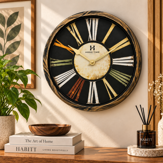 Heritage Oxford 14-Inch Nautical Wall Clock – Blue Rustic with Roman Numerals