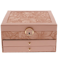Large Jewelry Storage Box – Double Drawer Organizer with Mirror & Embossed Design