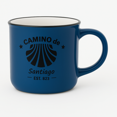 Blue Ceramic Mug with Camino de Santiago Print – Travel Coffee &amp; Tea Cup