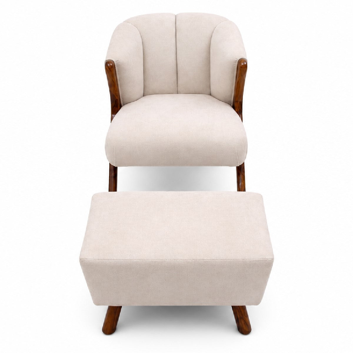Clara Chair & Puff Set | Luxury Upholstered Accent Chair with Ottoman - Habitt