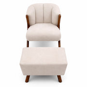Clara Chair & Puff Set | Luxury Upholstered Accent Chair with Ottoman - Habitt