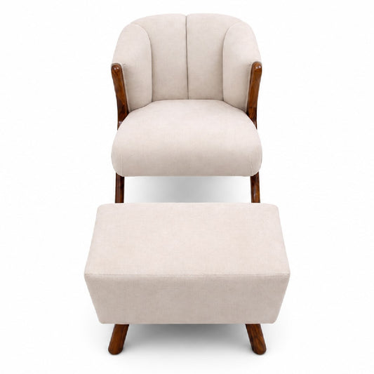 Clara Chair & Puff Set | Luxury Upholstered Accent Chair with Ottoman - Habitt