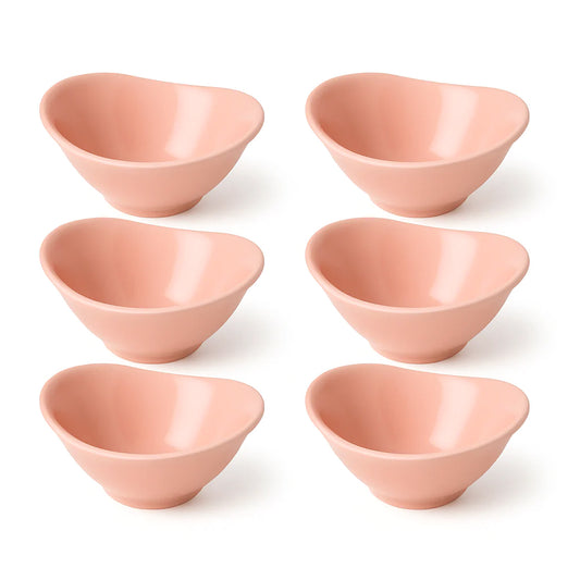 6PCS Solecasa Pink Ceramic Bowl Set – Stylish Small Bowls for Snacks, Sauces & Sides