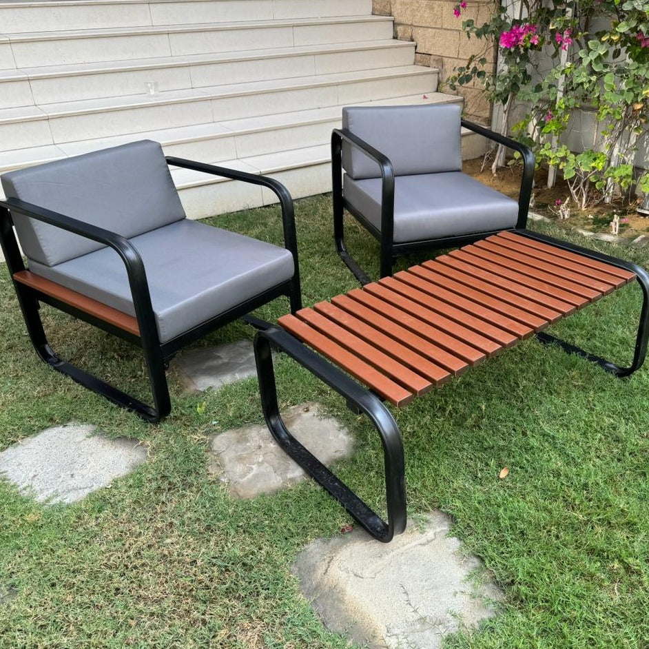 Lucky Home Atis 2 Seater Aluminium Outdoor Patio Sofa Set With Coffee Table