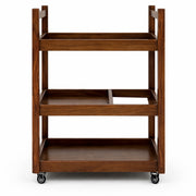 Nysa Solid Wood Tea Trolley with Wheels – 3 Tier Serving Cart, Mobile Kitchen & Dining Storage Rack - Habitt