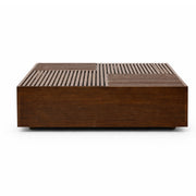 Oaklin Wooden Coffee Table with Slatted Top – Modern Solid Wood Center Table for Living Room - Habitt