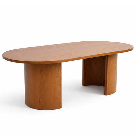 Elan 6-Seater Oval Dining Table Set with Cane Back Chairs – Mid-Century Modern Wooden Dining Furniture - Habitt