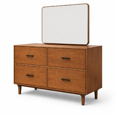 Nysa Solid Wood Dresser with Mirror – Modern 4 Drawer Storage Chest for Bedroom Organization - Habitt
