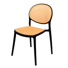 Cane Charm Armless Chair – Plastic Frame with Woven Cane‑Style Seat & Back (Black)