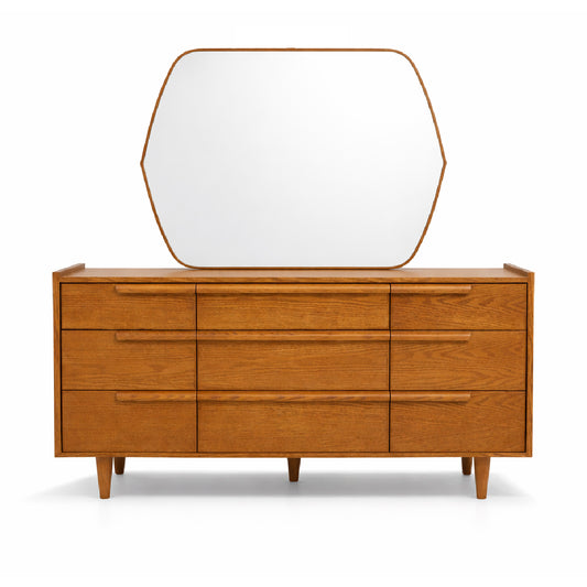 Nora Wooden Dresser | Modern Bedroom Storage Dresser with Mirror - Habitt
