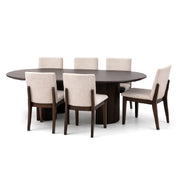 Oaklin 6-Seater Oval Wooden Dining Table Set with Upholstered Chairs – Modern Luxury Dining Furniture - Habitt