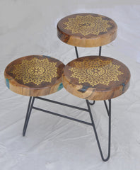 3 tair table with golden mandala