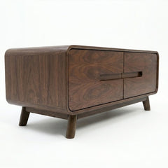 Nysa Solid Wood Coffee Table with Drawers – Mid-Century Modern Walnut Finish Living Room Center Table - Habitt