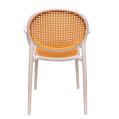 Cane Charm Armchair – Plastic Frame with Woven Cane‑Style Seat & Back (Black, White, Green)