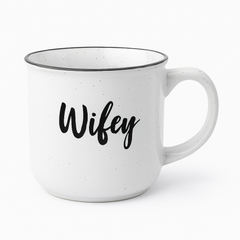 Wifey Ceramic Mug White Speckled Coffee Cup