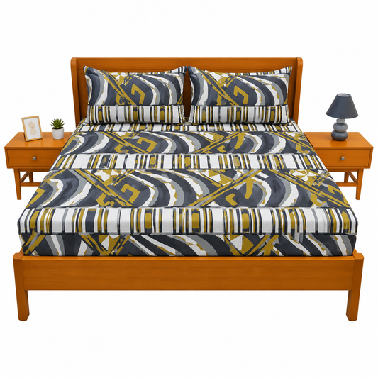 Modern Tribal Print Double Bed Sheet – Elegant Geometric Design