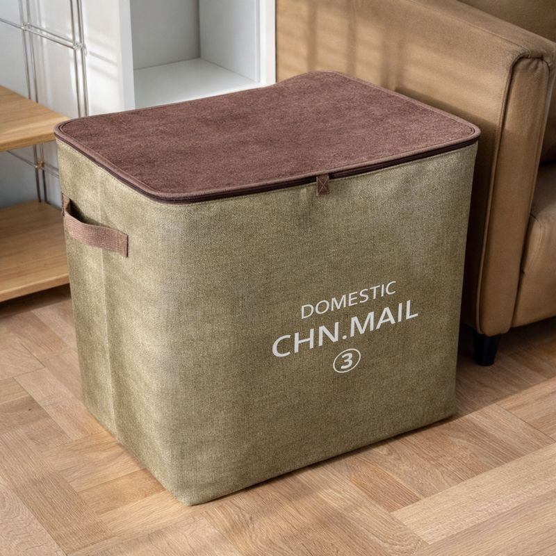 Laundry Storage Bag – Large Fabric Clothes Organizer with Lid & Handles