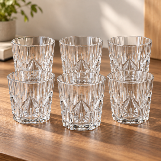6 Pcs Tumbler Glass Set 325ML – Premium Clear Drinking Glasses for Water, Juice, Soft Drinks, Mocktails & Everyday Use