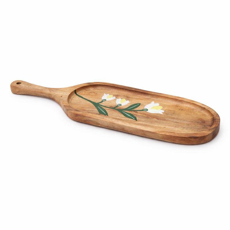 Heritage Bloom Oval Platter – 11 Inch | Handcrafted Wooden Serving Platter