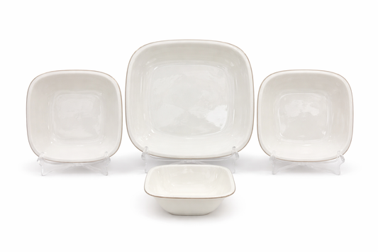 Modern White Square 24-Piece Dinner Set for 6 Persons – Elegant Glass Tableware Collection