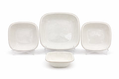 6 Person (24pcs) Modern White Square – Elegant Glass Tableware Collection