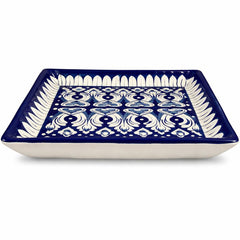 Handcrafted Blue Pottery Serving Dish – Medium Square (10 × 8.5 Inches)