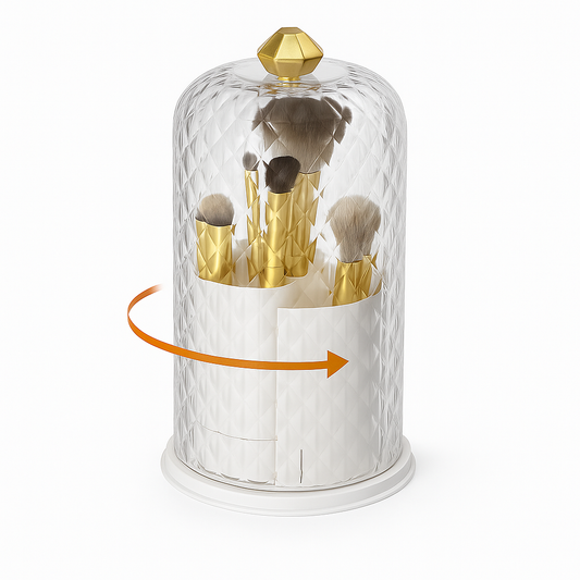 Rotating Makeup Brush Holder with Lid – Dustproof Cosmetic Organizer