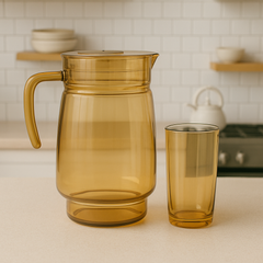 Golden-Tinted 7-Piece Water Set – 1.6 L Jug with 365 ml Glasses (Premium Coloured Glassware)