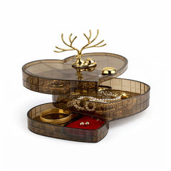 3 Layer Rotating Jewellery Box – Elegant Organizer with Deer Handle