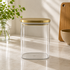 Transparent Storage Jar with Steel Cap | Kitchen Storage Container
