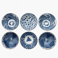 6-Piece Porcelain Bowl Set – Blue & White Pattern (JMJ)