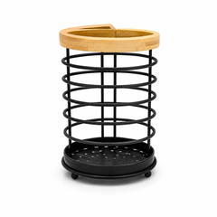 Iron Chopstick Holder – Black & White Kitchen Utensil Storage Stand
