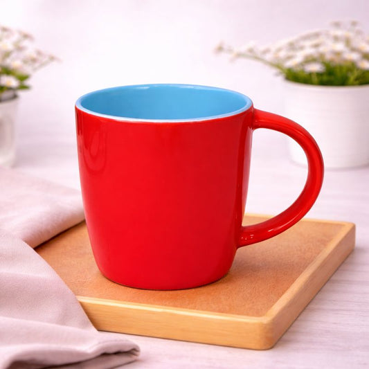 380ML Contrast Interior Ceramic Mug – Red, Yellow & Blue, Yellow & Black, White Variants