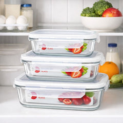 Airtight Borosilicate Glass Food Storage Dish Set – 400 ml, 630 ml & 1000 ml