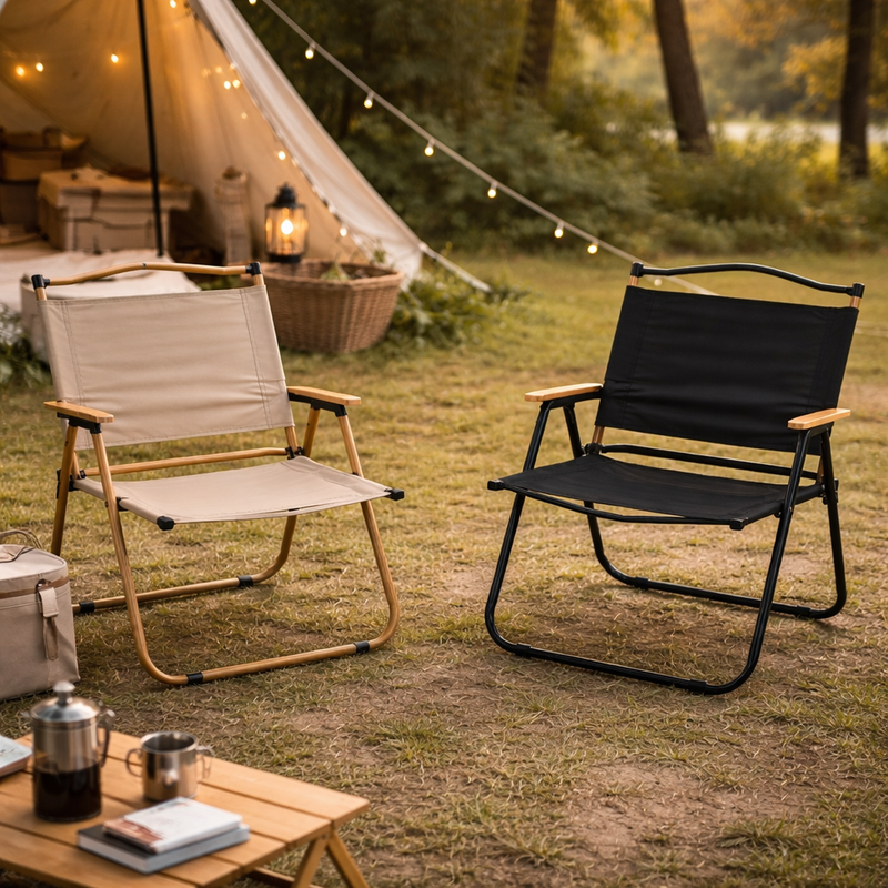 Wooden Folding Chair with Wooden Handle – Portable Outdoor & Camping Arm Chair - Habitt