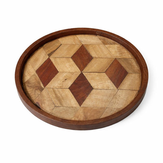 Round Wood Polish Tray – 11 Inch | Handcrafted Wooden Serving & Display Tray