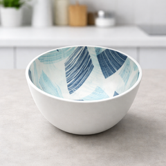 Ceramic Bowl – Blue & White Modern Pattern - Habitt