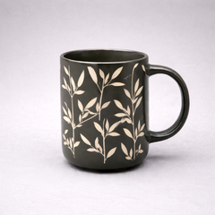 450ml Dark green Porcelain Mug – Elegant Printed Coffee Mug - Habitt