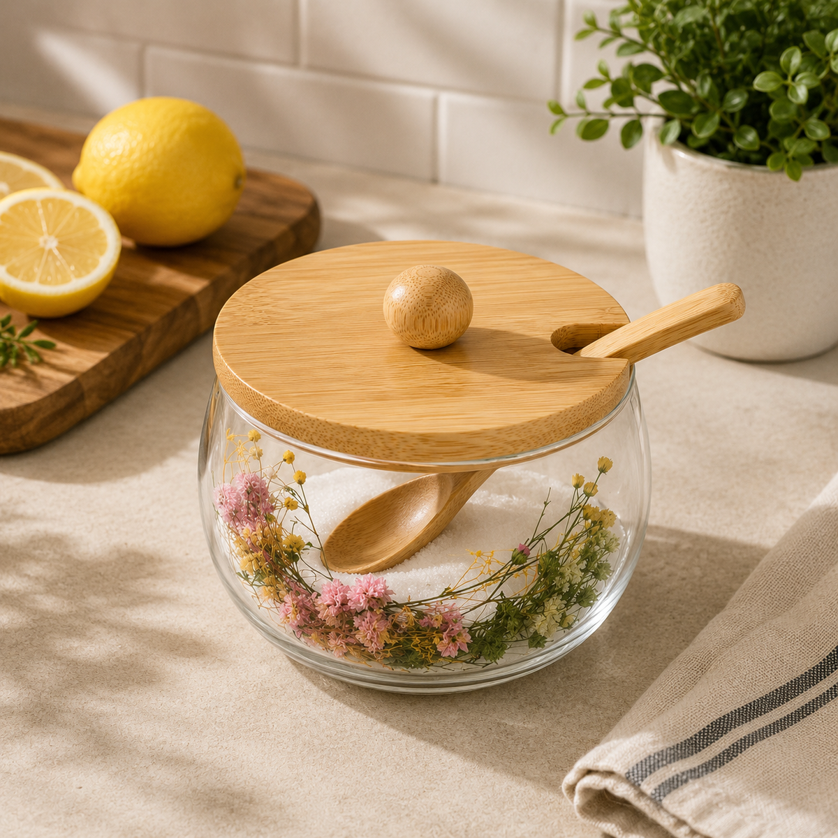 Sugar Bowl with Lid & Spoon