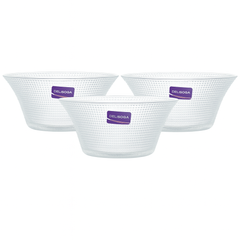 Deli Glassware Textured Clear Glass Bowl Set – 3 Pieces, 223 mm Diameter