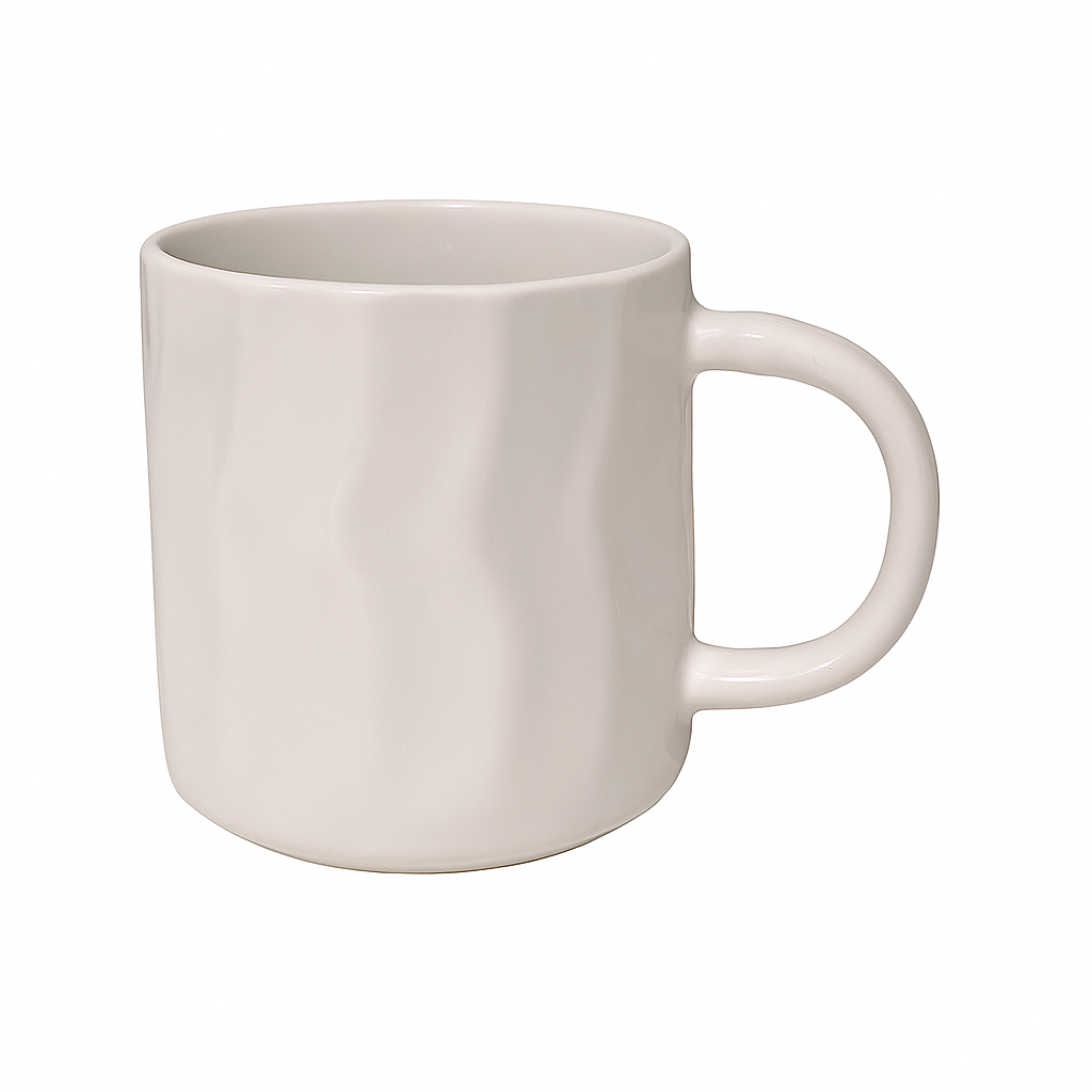 420ML Ripple Ceramic Mug – White | Large Minimalist Coffee Mug