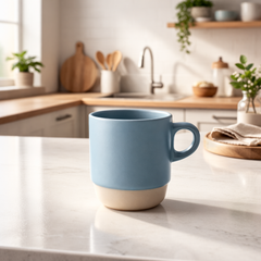 Minimalist Blue Ceramic Mug 300 ml – Modern Matte Coffee & Tea Cup - Habitt